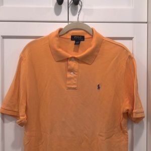 Boys Polo Ralph Lauren orange golf shirt blue logo size XL 18-20. Like new